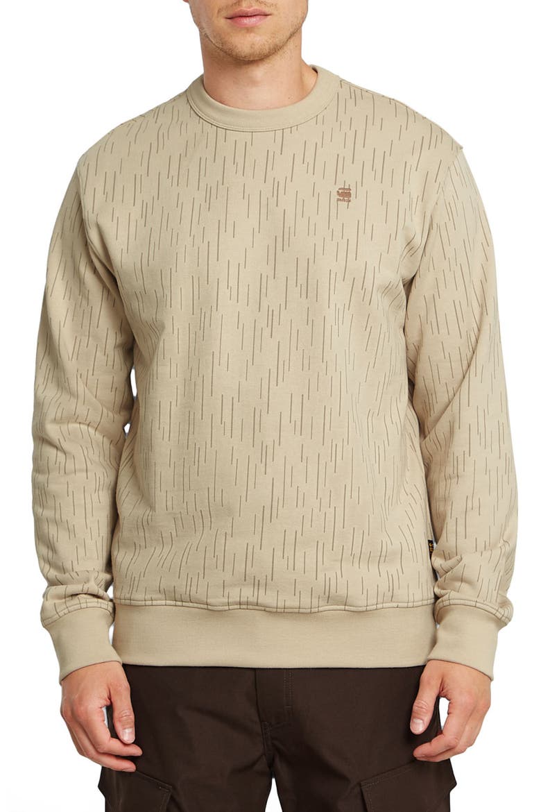 Allover Print Organic Cotton Crewneck Sweatshirt, Main, color, BEIGE RAIN CAMO