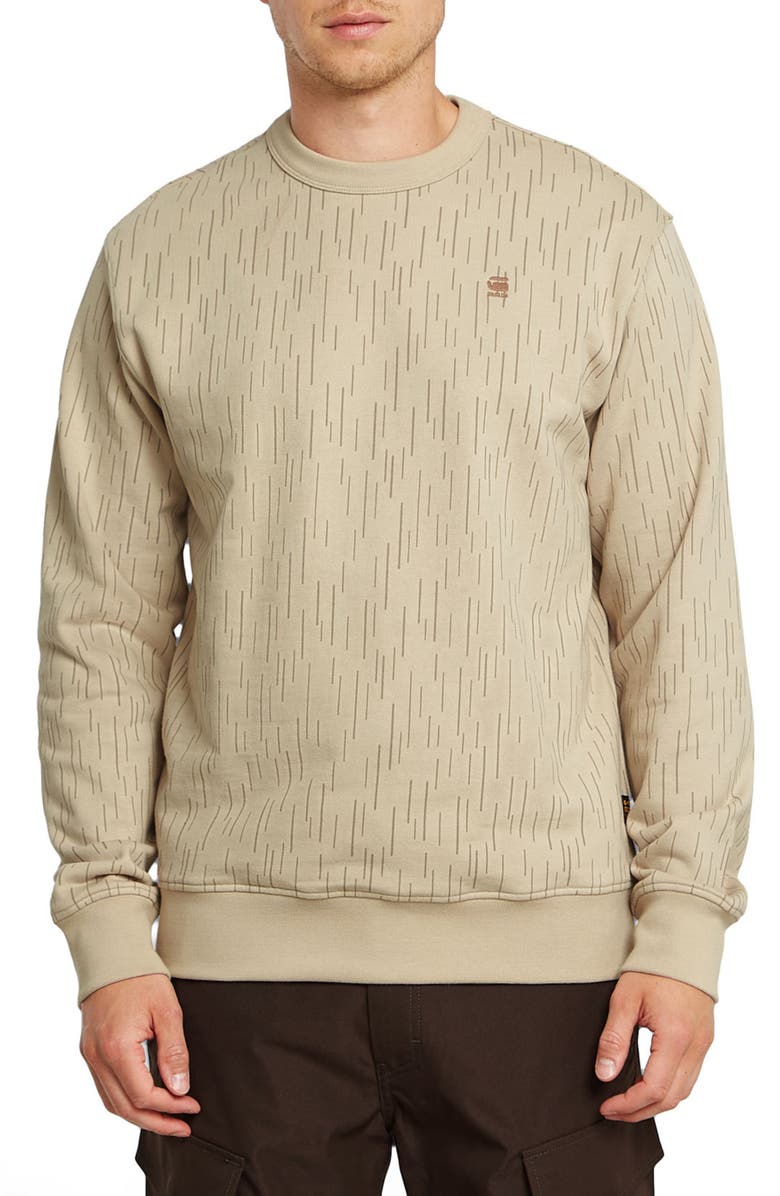 G-STAR Allover Print Organic Cotton Crewneck Sweatshirt, Main, color, Beige Rain Camo