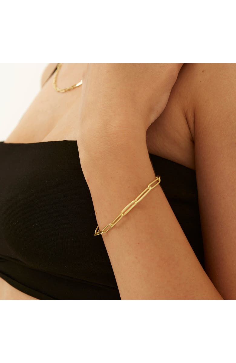 Spero London Sterling Silver Rectangular Large Chain Bracelet, Alternate, color, Gold