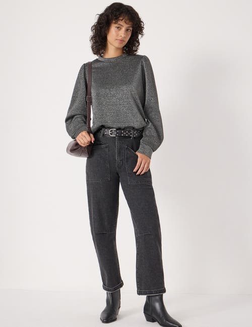 Hush Emily Sparkle Puff Sleeve Jersey Top In Gray