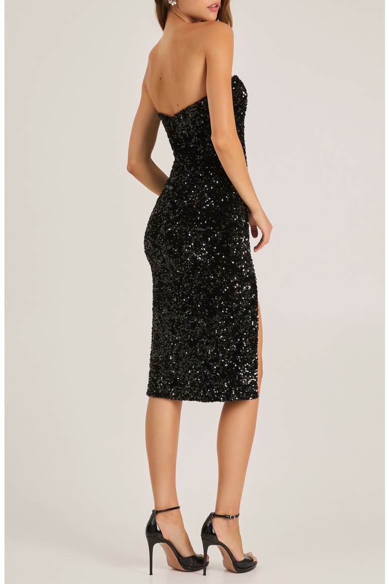 Sienna Sequin Strapless Cocktail Sheath Dress, Alternate, color, BLACK