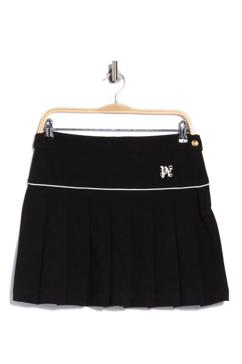 Pleated Cotton Miniskirt, Main, color, BLACK/WHITE