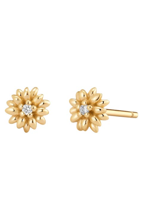 CZ Birth Flower Stud Earrings
