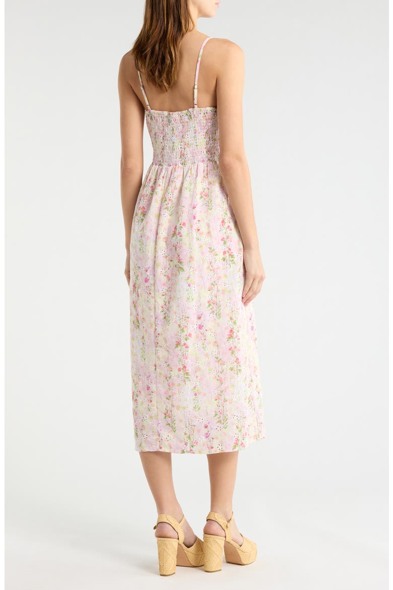 Floral Eyelet Corset Midi Sundress, Alternate, color, CREAM PINK