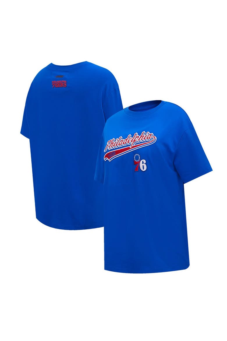Women's Pro Standard Royal Philadelphia 76ers Script Boyfriend T-Shirt, Alternate, color, Royal