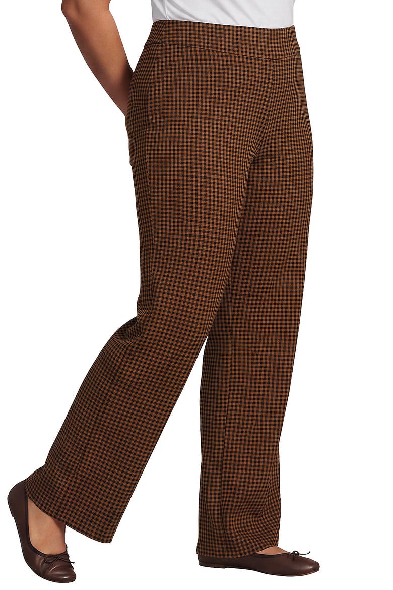 Starfish Mid Rise Straight Leg Pants, Main, color, Rich Ginger Brown/Black Check