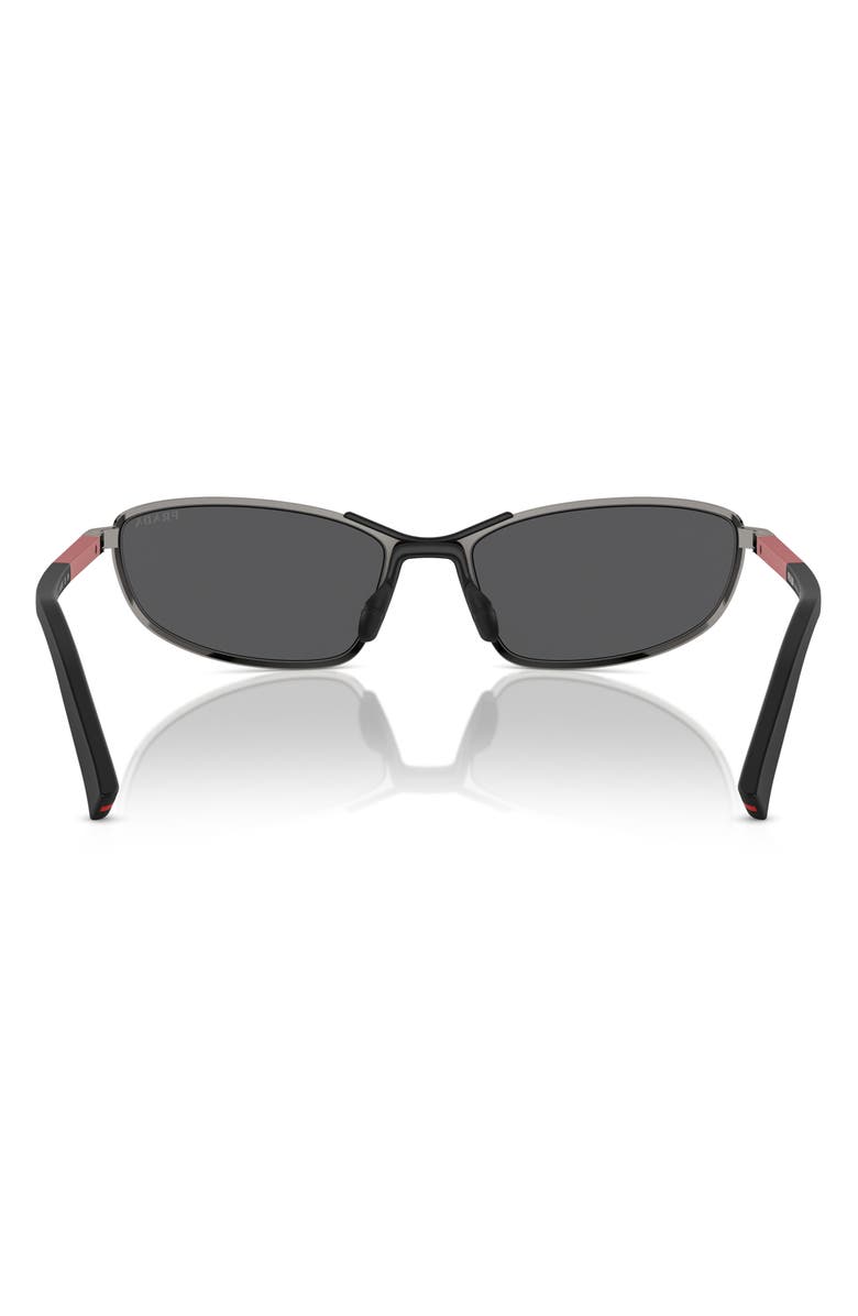 Prada Linea Rossa 60mm Oval Sunglasses, Alternate, color, Gunmetal