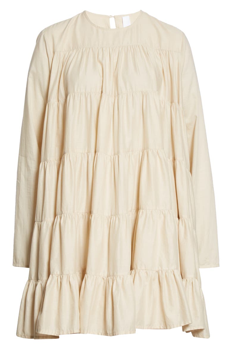 Soliman Tiered Minidress, Alternate, color, LIGHT BEIGE
