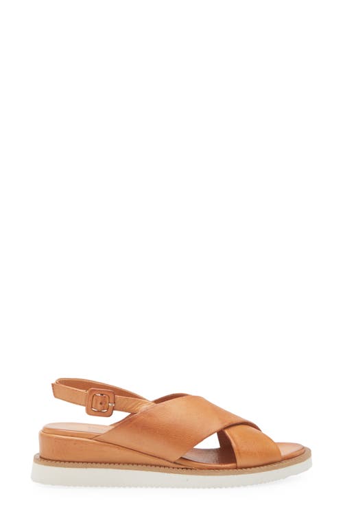 Miz Mooz Ella Leather Wedge Sandal In Brandy