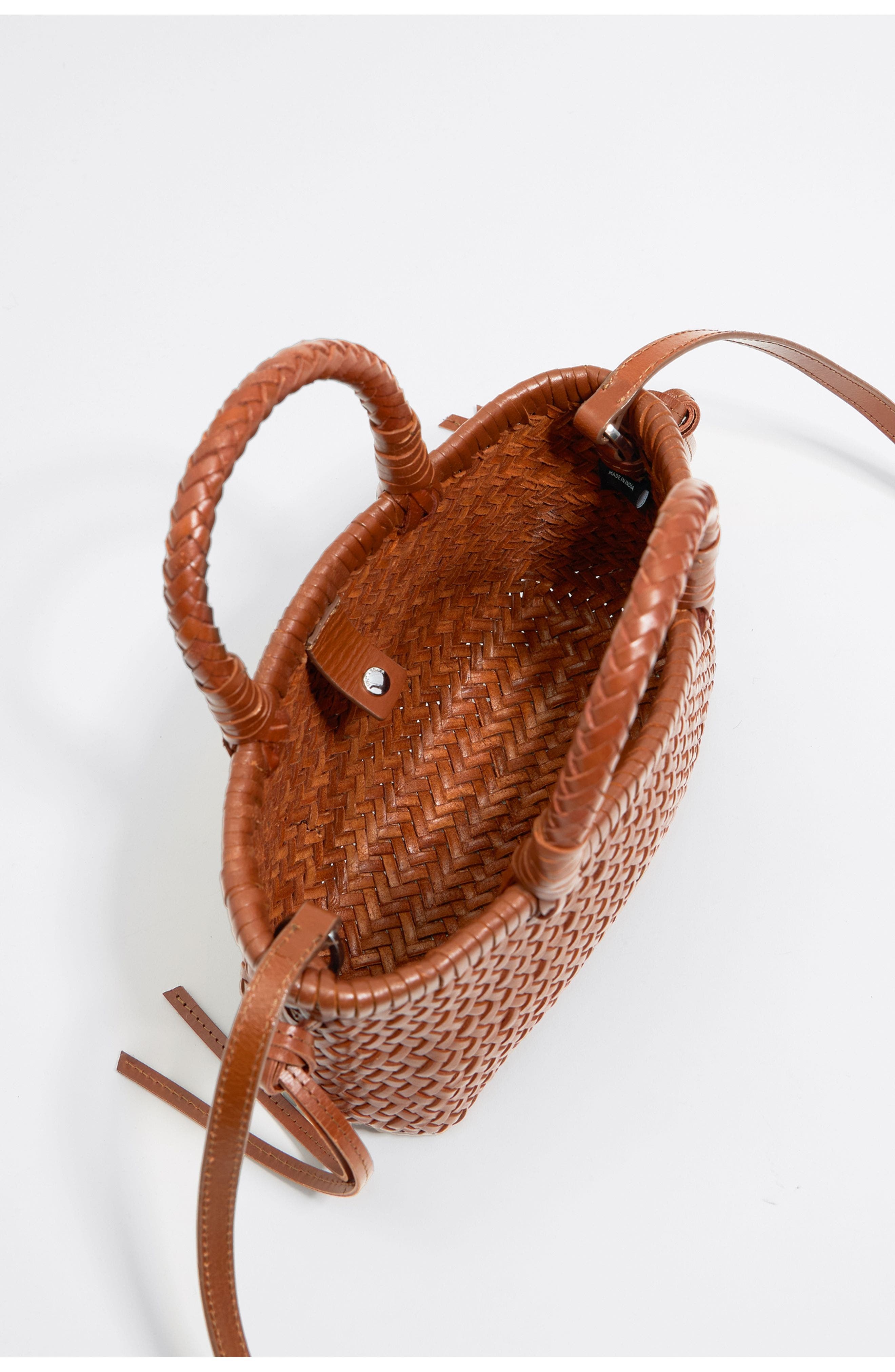 Plaited Leather Mini Bag, Alternate, color, HONEY