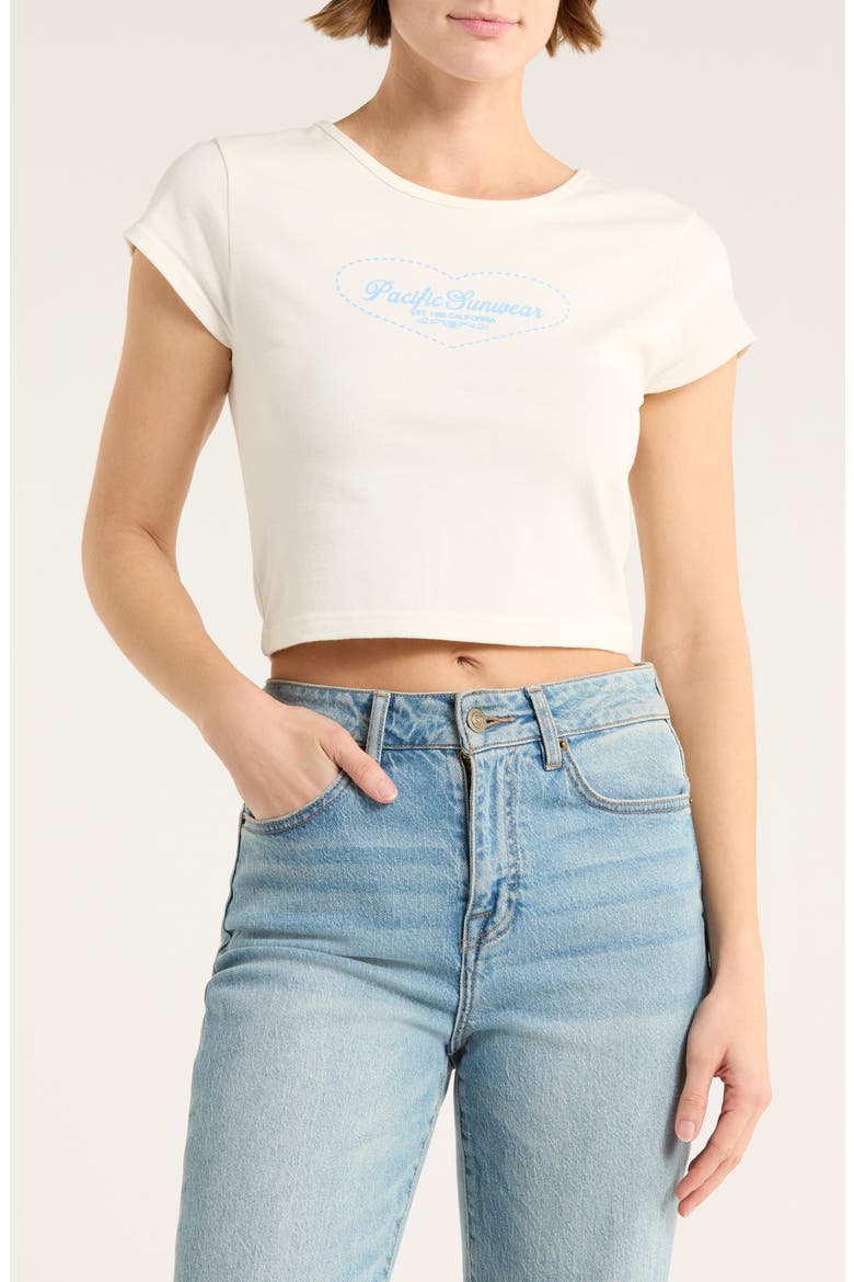 Embroidered Heart Shimmer Crop T-Shirt, Main, color, CREAM