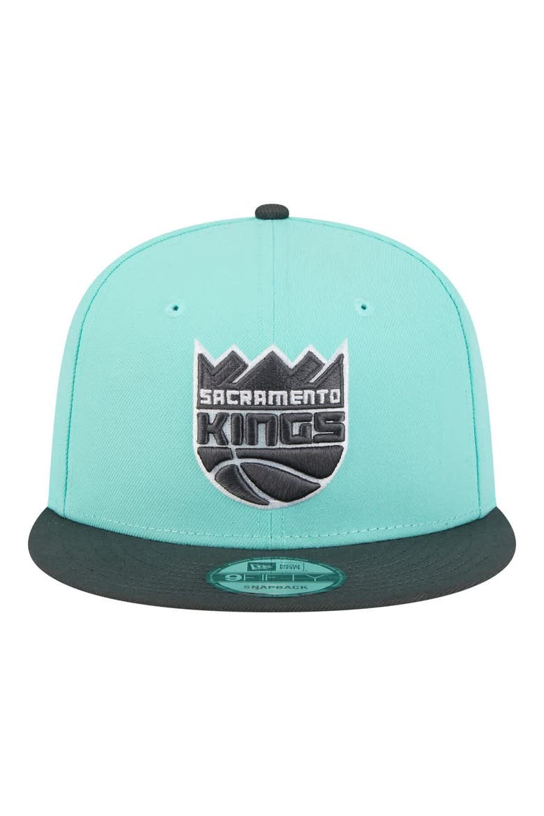 Men's New Era Turquoise/Charcoal Sacramento Kings Color Pack Two-Tone 9FIFTY Snapback Hat, Alternate, color, Turquoise