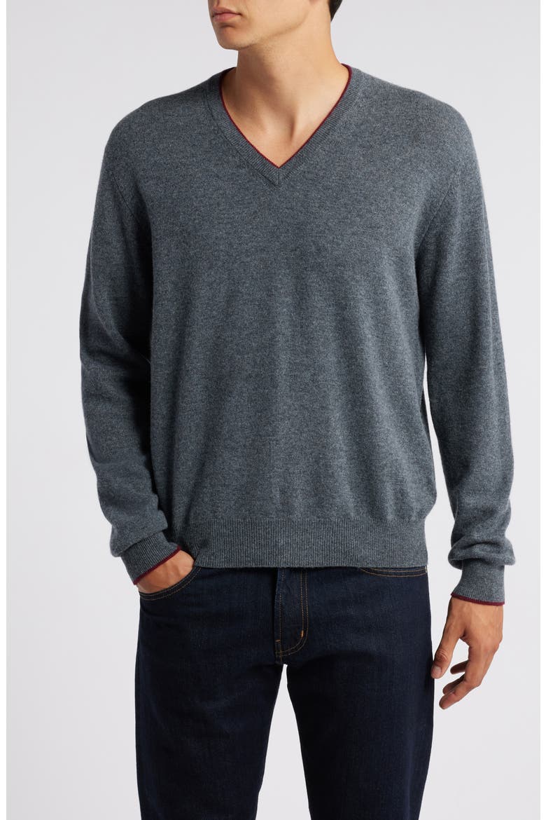 Tipped Merino Wool Sweater, Main, color, SHADOW