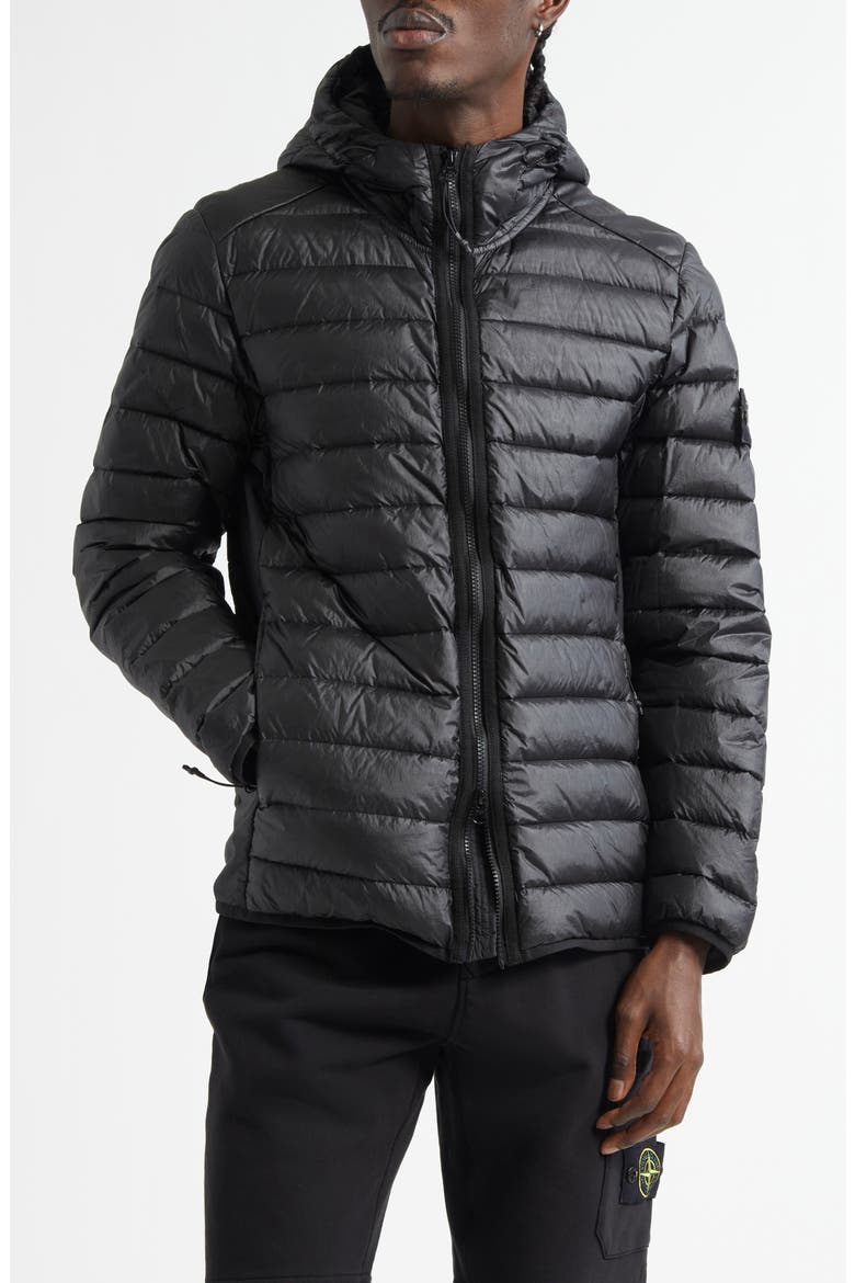 Hooded Down Puffer Jacket, Main, color, BLACK