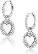 Sheryl Lowe Diamond Open Heart Charm On Huggie Hoop