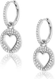 Sheryl Lowe Diamond Open Heart Charm On Huggie Hoop