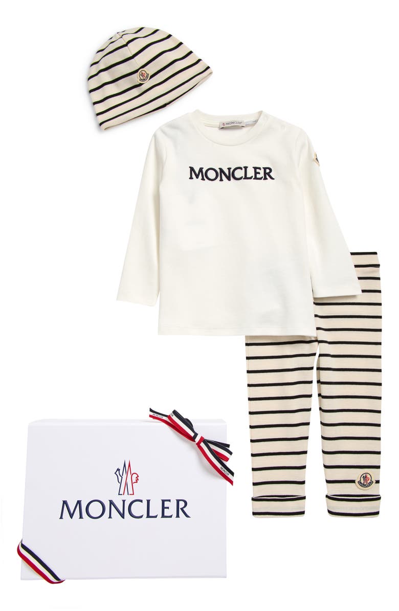 Moncler Logo Graphic T-Shirt, Stripe Leggings
Beanie Set, Main, color, Blue