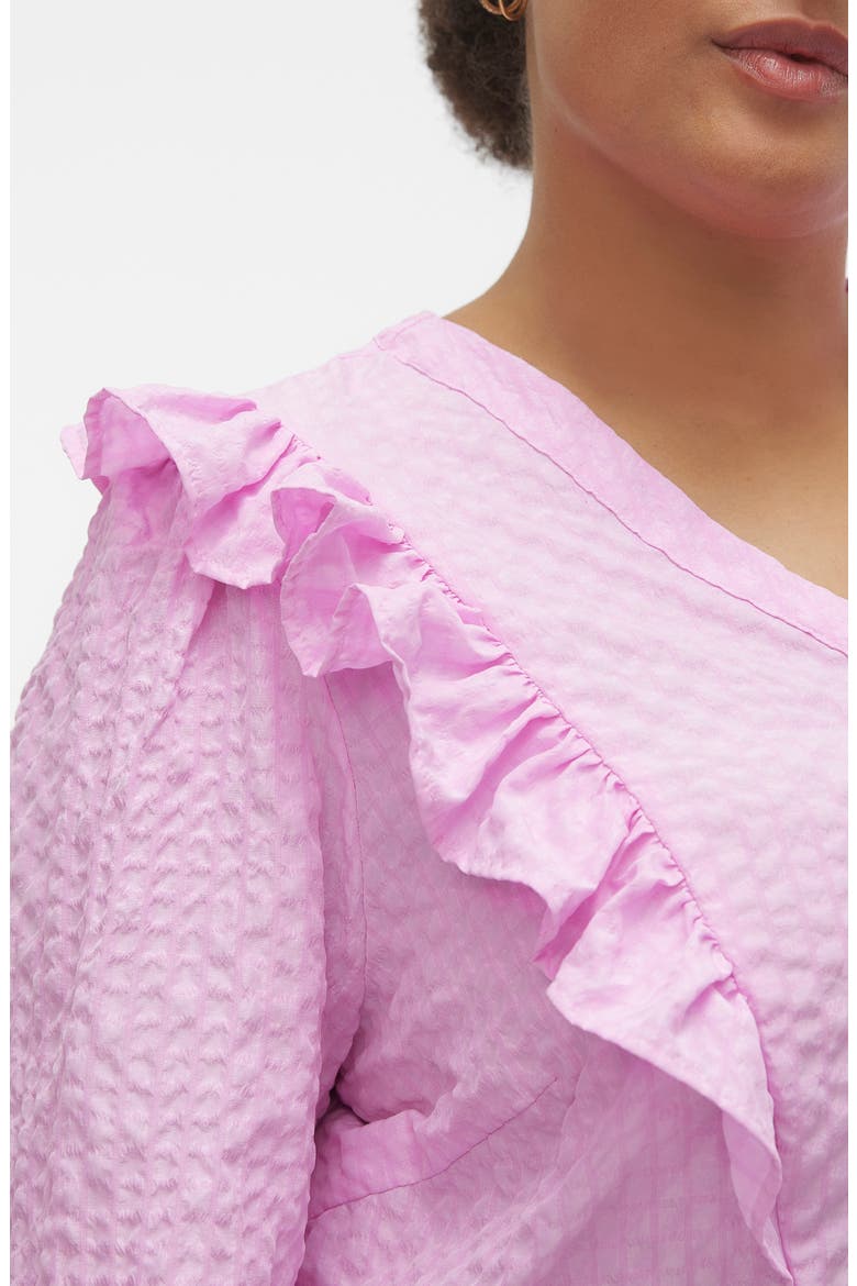 Cira Ruffle Shoulder Button-Up Shirt, Alternate, color, PASTEL LAVENDER