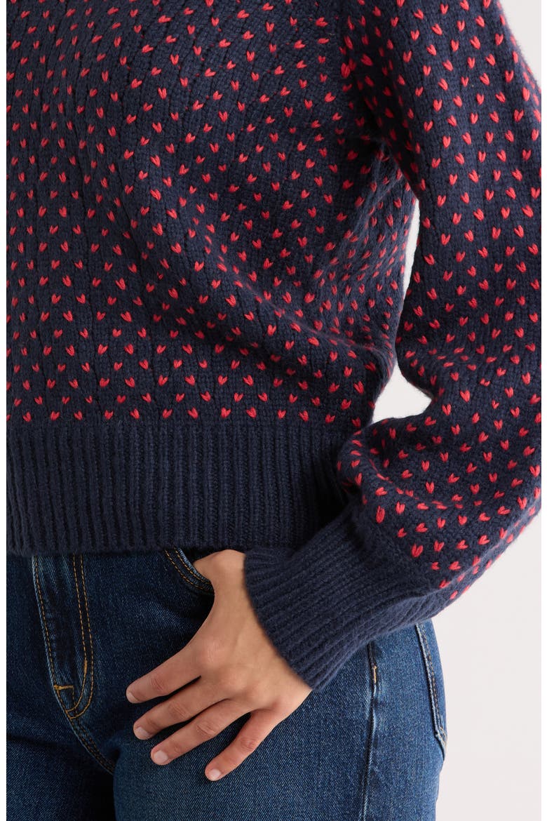 Alma Heart Stitch Crewneck Sweater, Alternate, color, NAVY/ RED