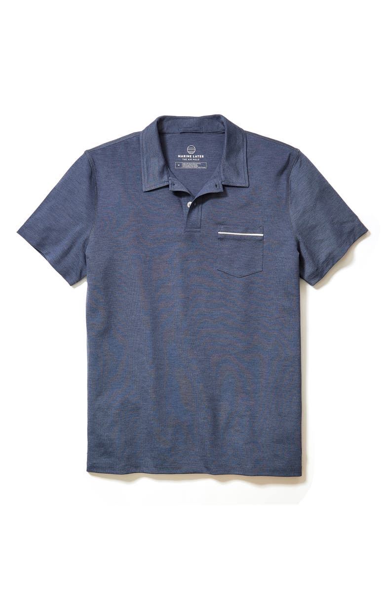Marine Layer Air Pocket Performance Polo, Alternate, color, Vintage Indigo