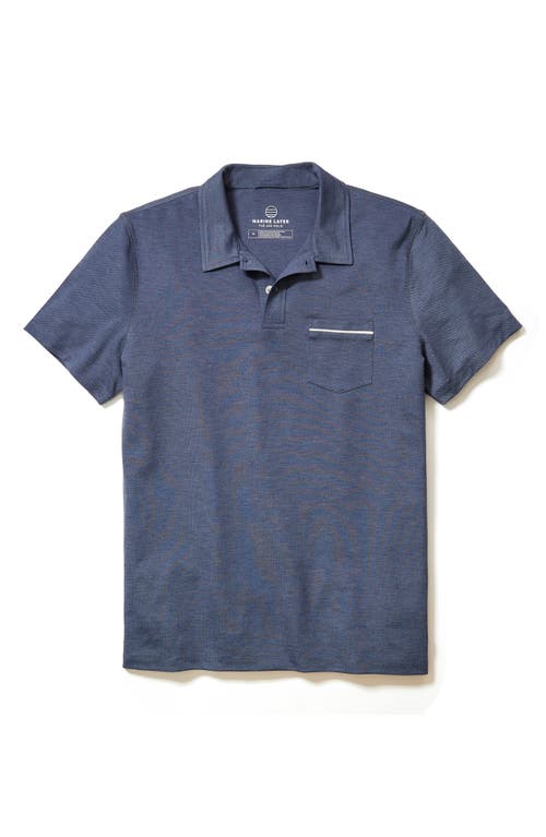 Marine Layer Short Sleeve Air Pocket Polo Shirt In Blue