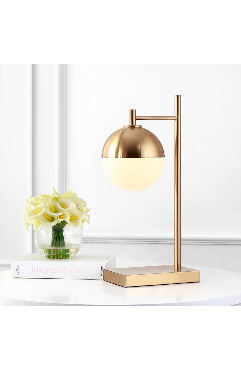JONATHAN Y Marcel Iron/Glass Art Deco Mid-Century Globe LED Table Lamp, Alternate, color, Brass Gold