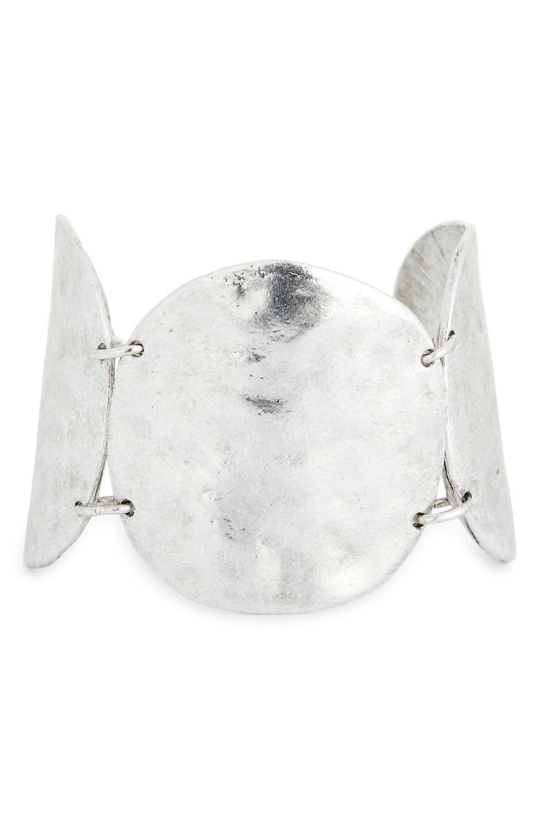 Karine Sultan Statement Circle Bracelet, Main, color, Silver