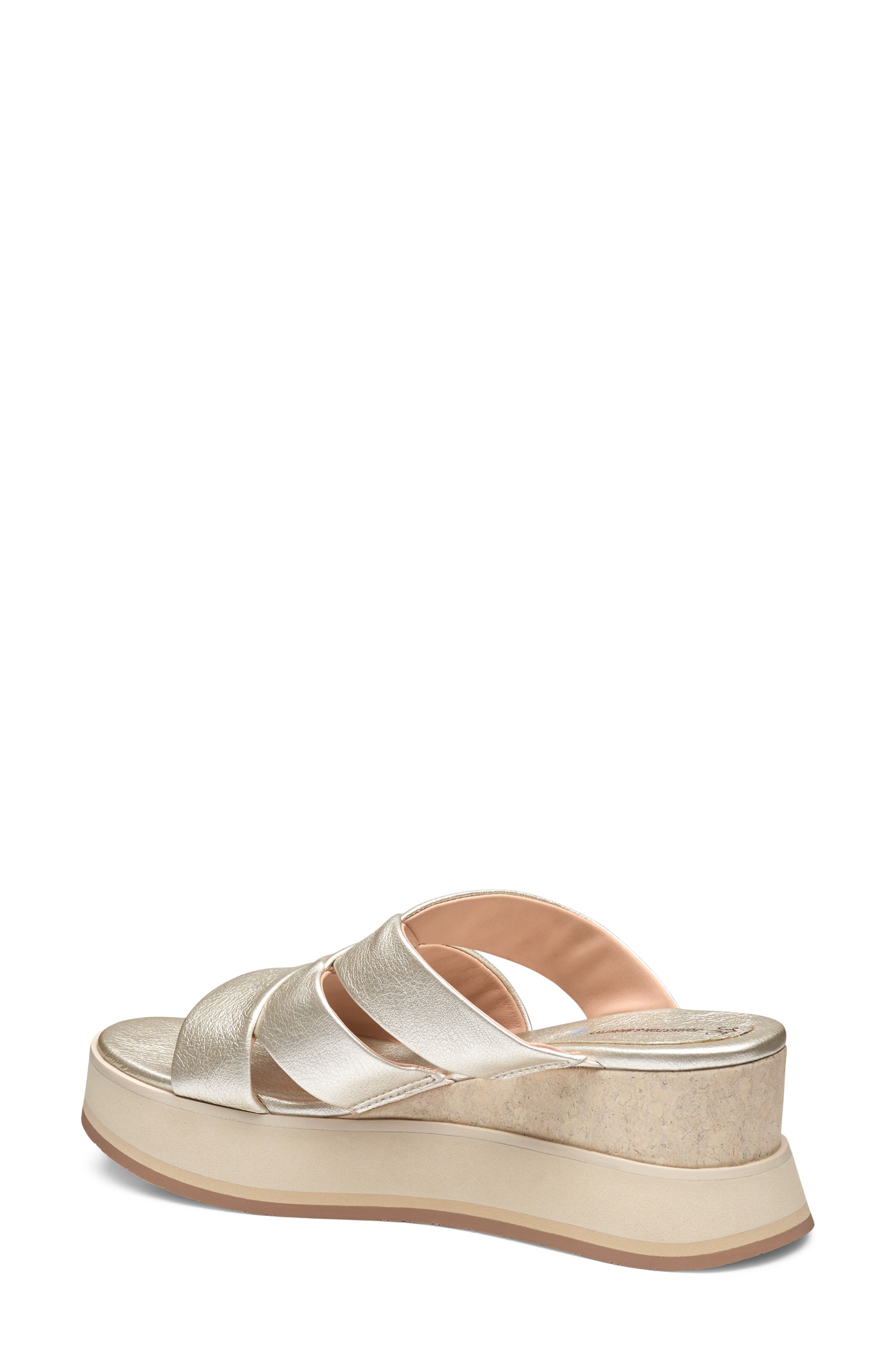 Johnston & Murphy Colleen Platform Wedge Slide Sandal, Alternate, color, Platinum Metallic Sheepskin