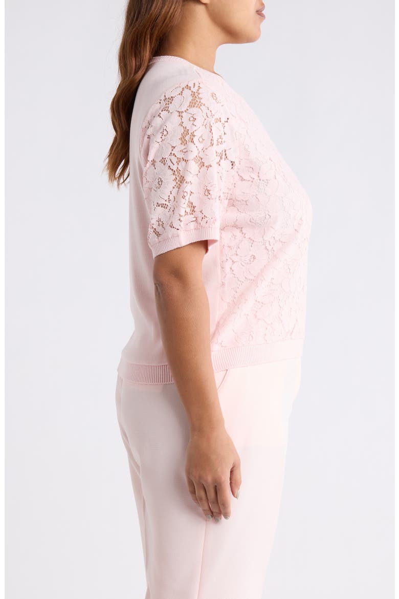 Lace Front Sweater, Alternate, color, TEA ROSE