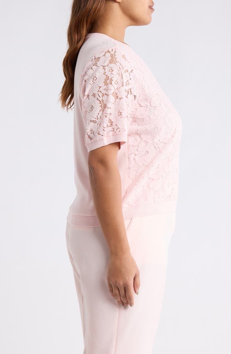 Tahari ASL Lace Front Sweater, Alternate, color, Tea Rose