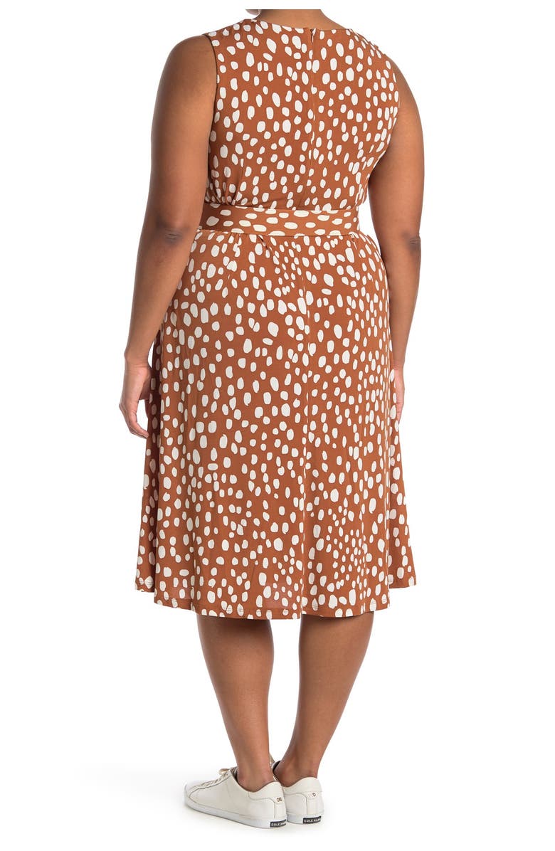 London Times Dot Jersey Keyhole Belted Dress, Alternate, color, 