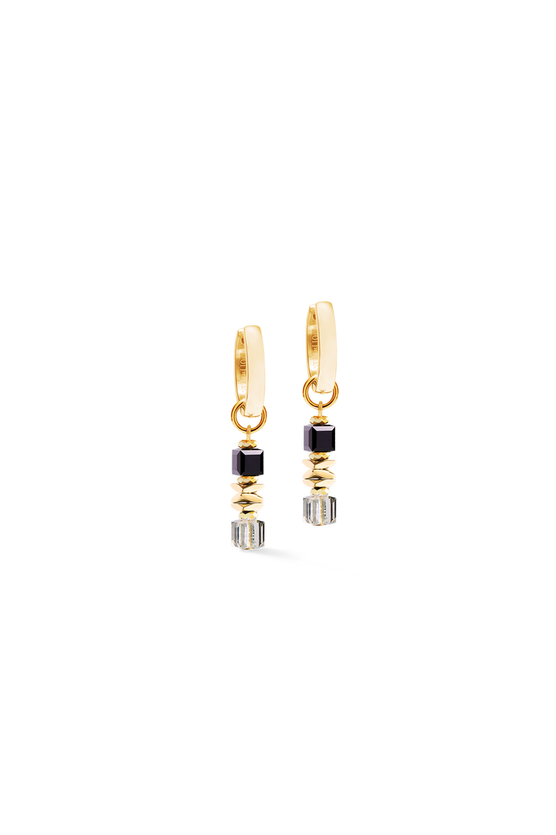 Hoop Earrings Wave Cube Flow, Main, color, Black-Gold