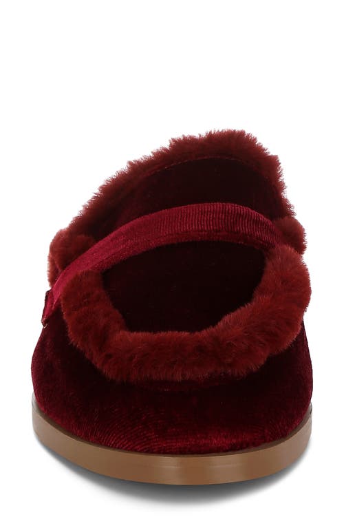 Rag & Co Malta Faux Fur Trim Velvet Mule In Burgundy