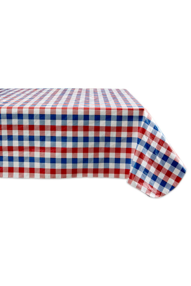 Vinyl Check Tablecloth, Red White & Blue, 60X84", Main, color, Red White & Blue