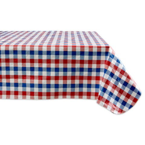 Vinyl Check Tablecloth, Red White & Blue, 60X84"