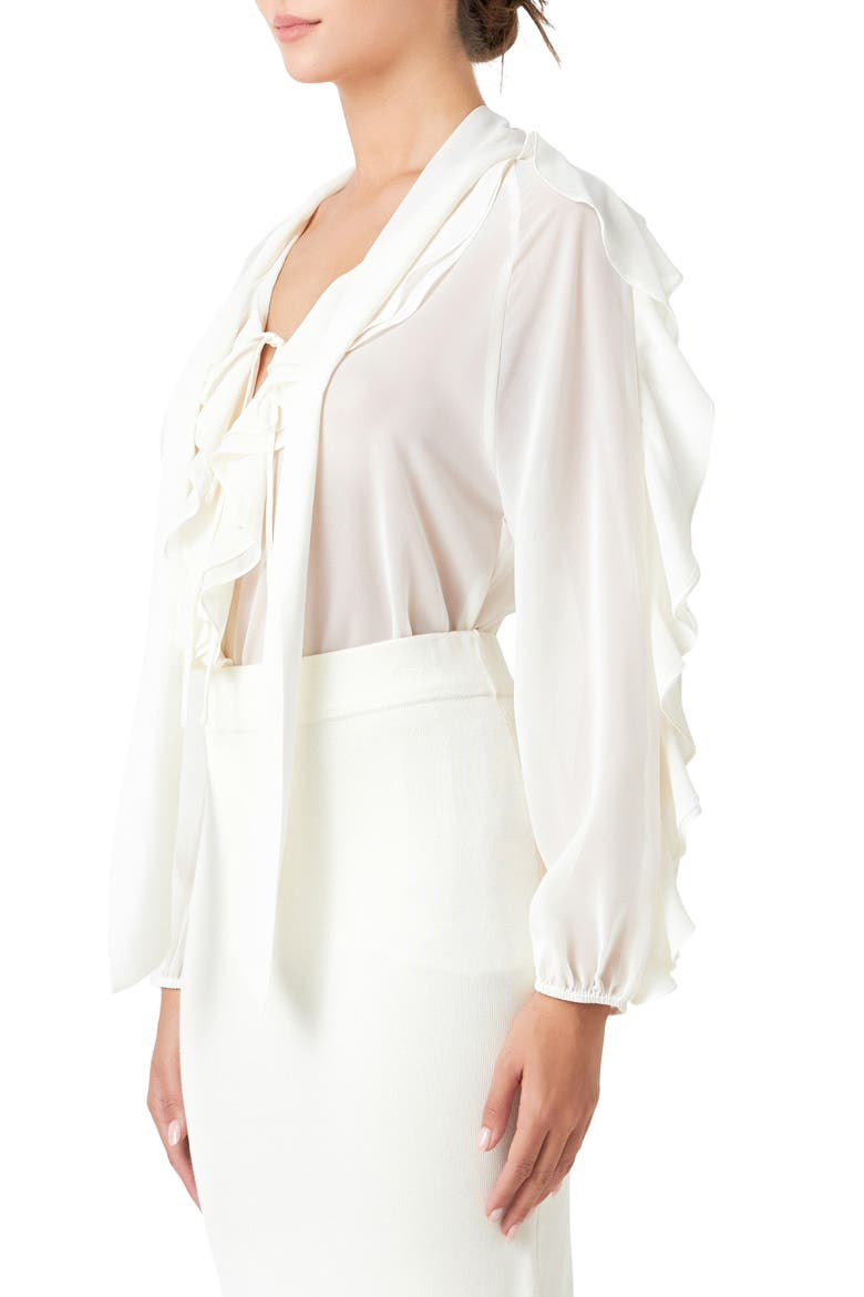 Sheer Chiffon Ruffle Shirt, Alternate, color, CREAM