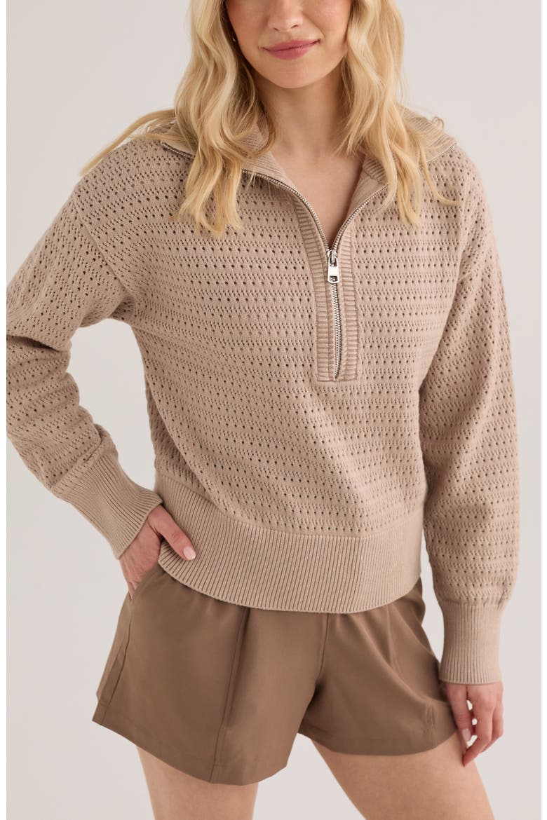 Darla Half Zip Sweater, Main, color, LIGHT TAUPE