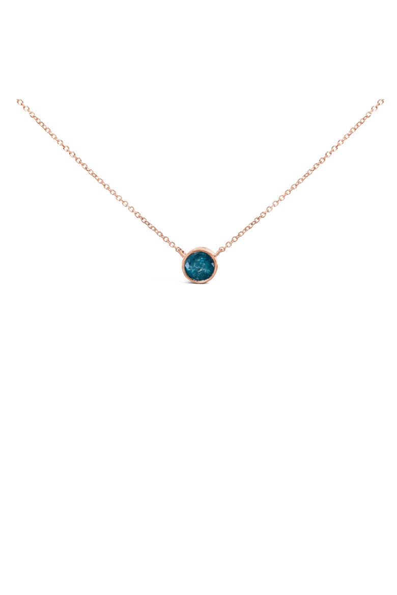 14K Rose Gold 2.0 Cttw Bezel Set Blue Diamond Solitaire Pendant Necklace, Main, color, Pink