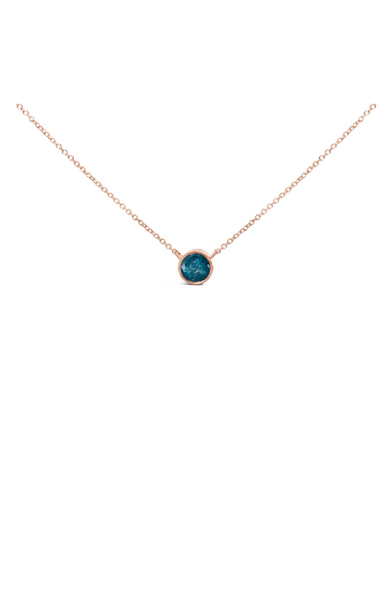 Haus of Brilliance 14K Rose Gold 2.0 Cttw Bezel Set Blue Diamond Solitaire Pendant Necklace, Main, color, Pink