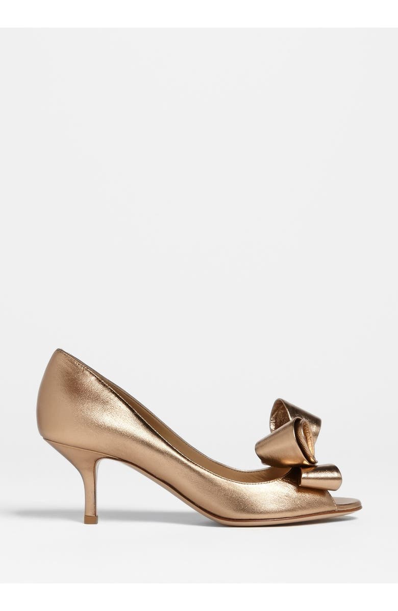 Valentino Garavani Metallic Nappa Couture Bow Pump, Alternate, color,