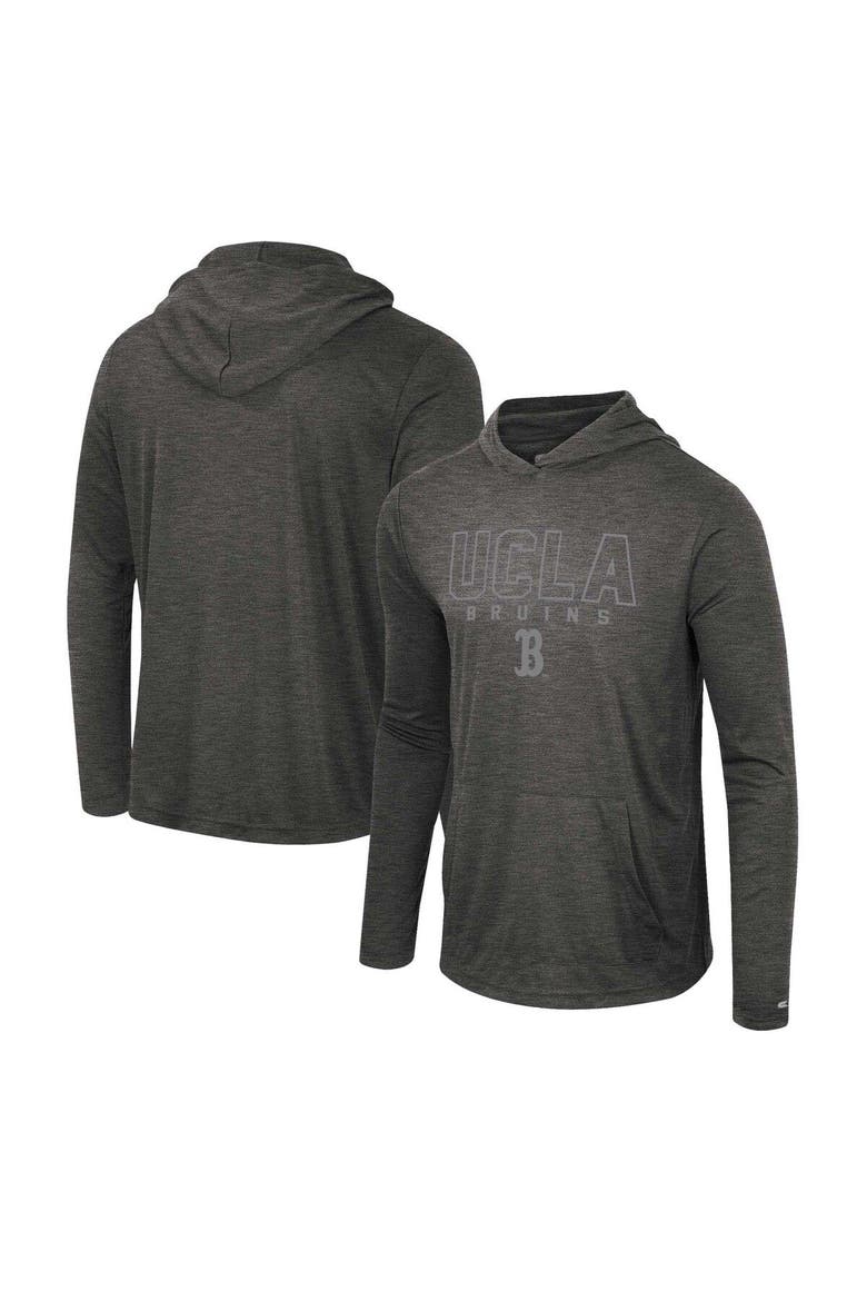 Men's Colosseum Heather Black UCLA Bruins Slub Long Sleeve Hoodie T-Shirt, Alternate, color, Heather Black