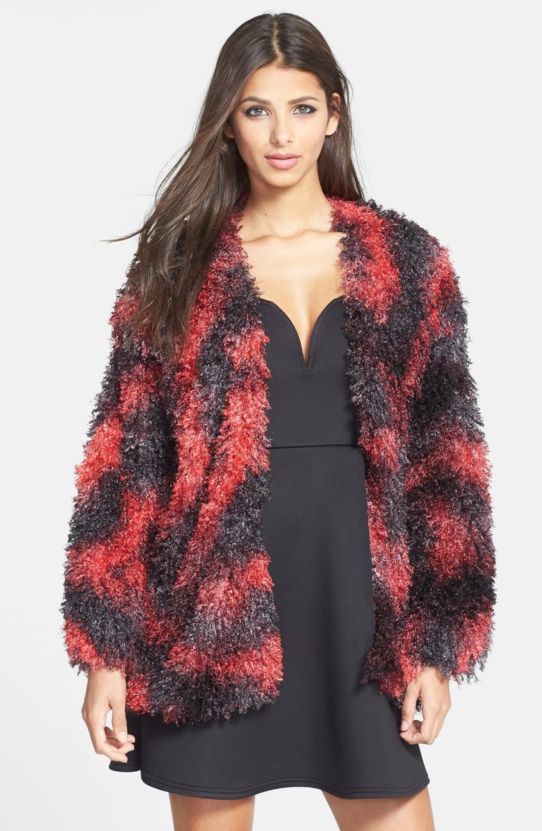 June & Hudson Loop Yarn Faux Fur Open Jacket, Main, color,