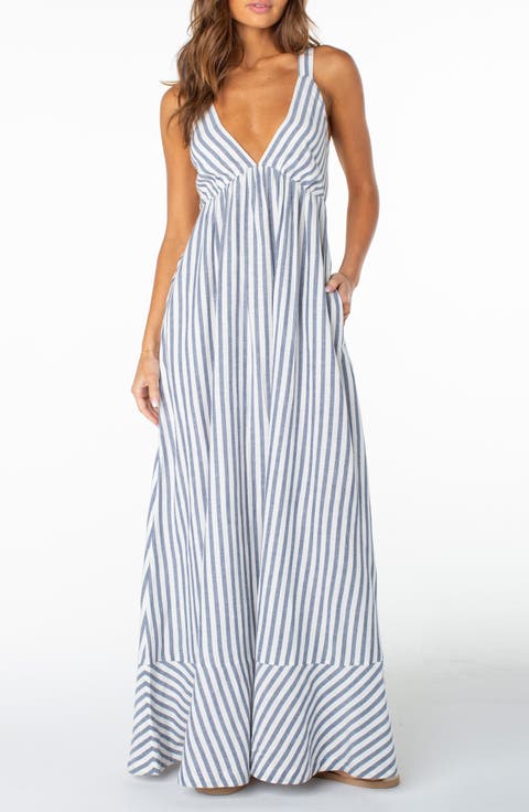 Wilder Coast Stripe Maxi Sundress