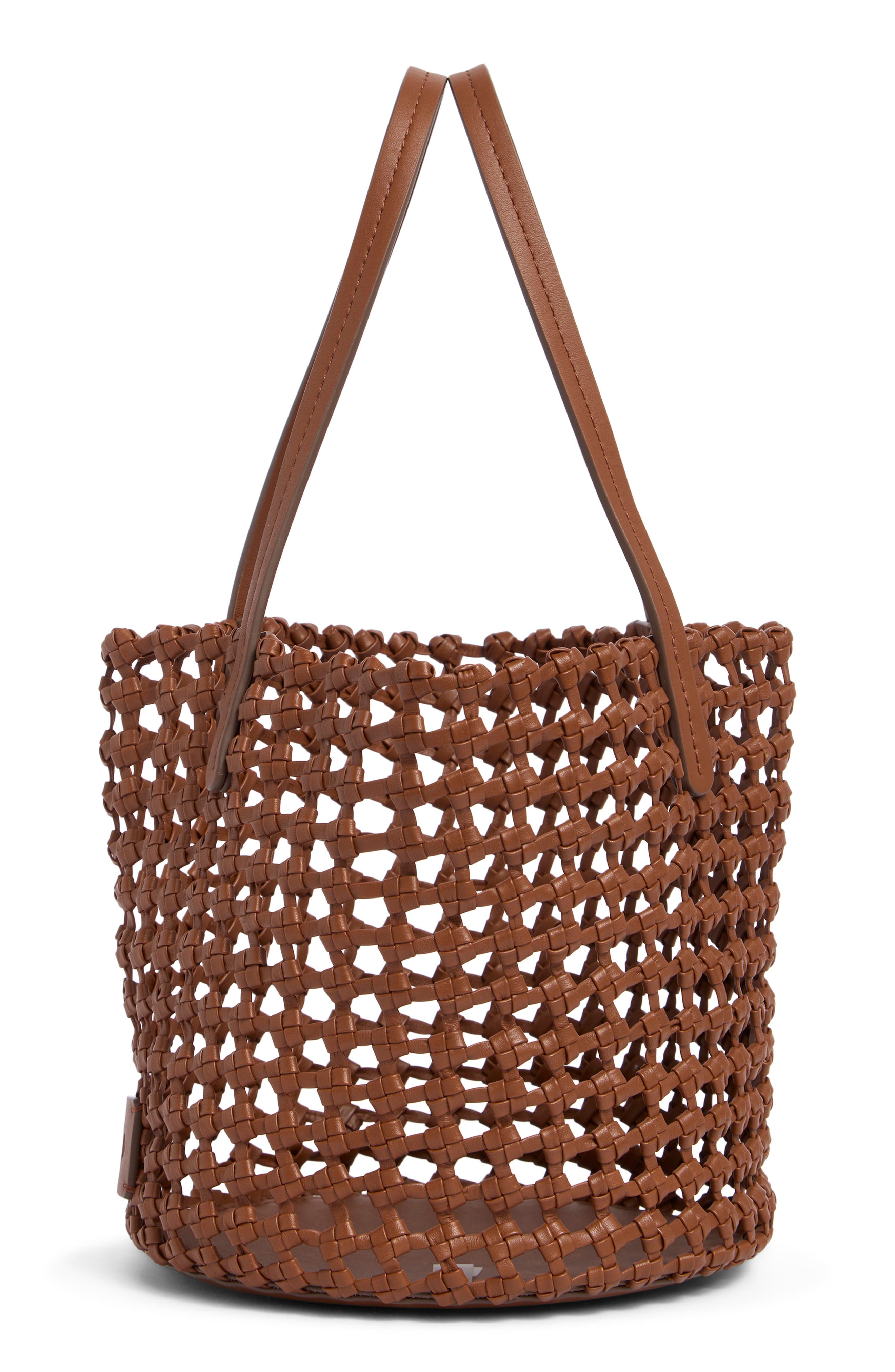 STAUD Caro Leather Bucket Bag, Alternate, color, Tan