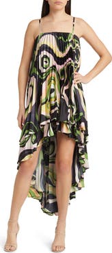 Hutch Zae Print Pleated Ruffle Dress