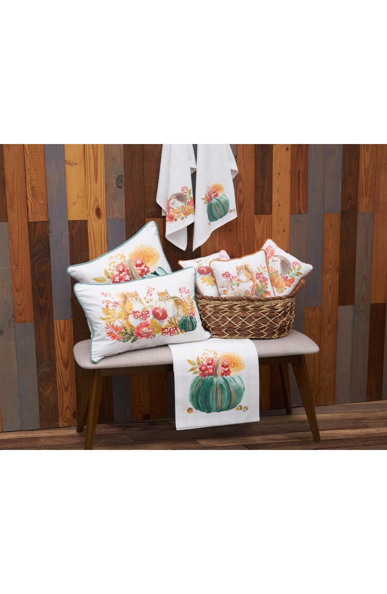 C&F Home Harvest Teal Pumpkin & Flower Leaves 100% Cotton Table Runner 14" x 72", Alternate, color, Red