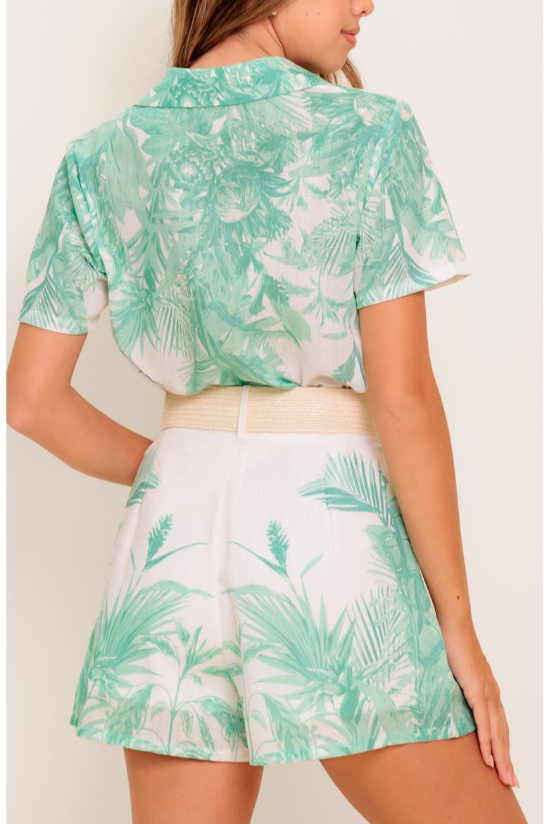 Printed Shirt & Shorts Set, Alternate, color, IVORY SAGE