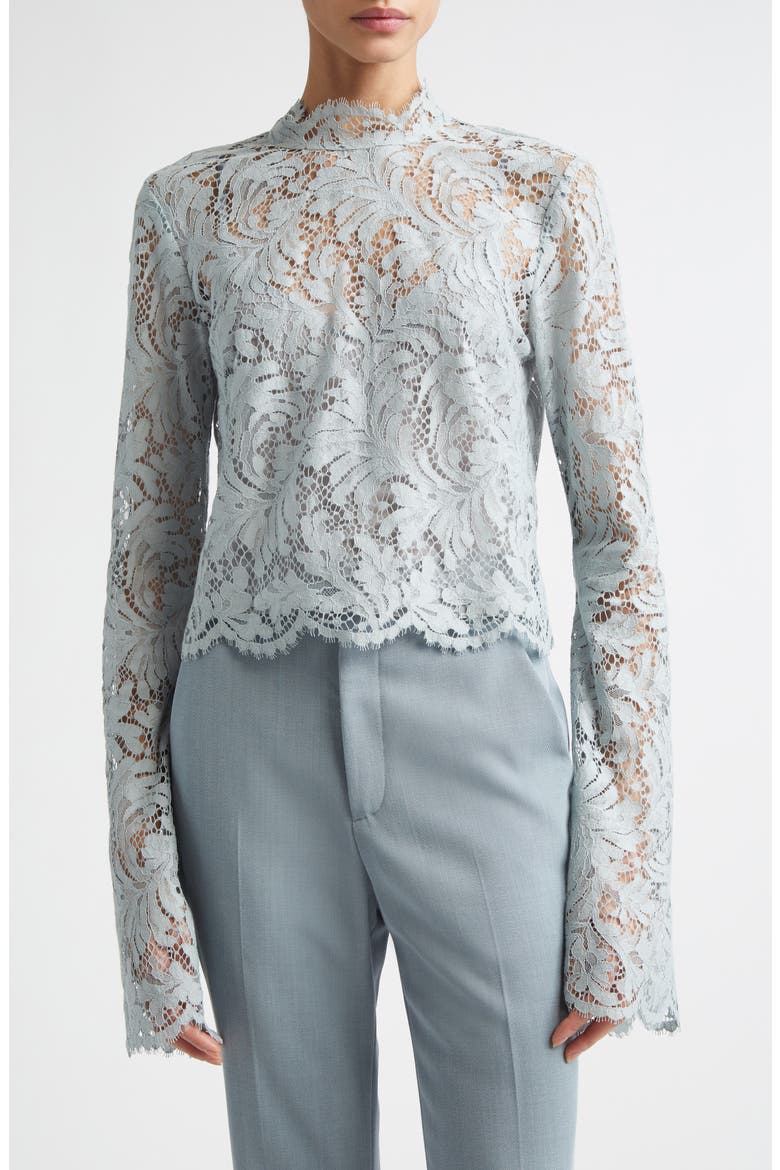 Margot Lace Mock Neck Top, Main, color, SLATE BLUE