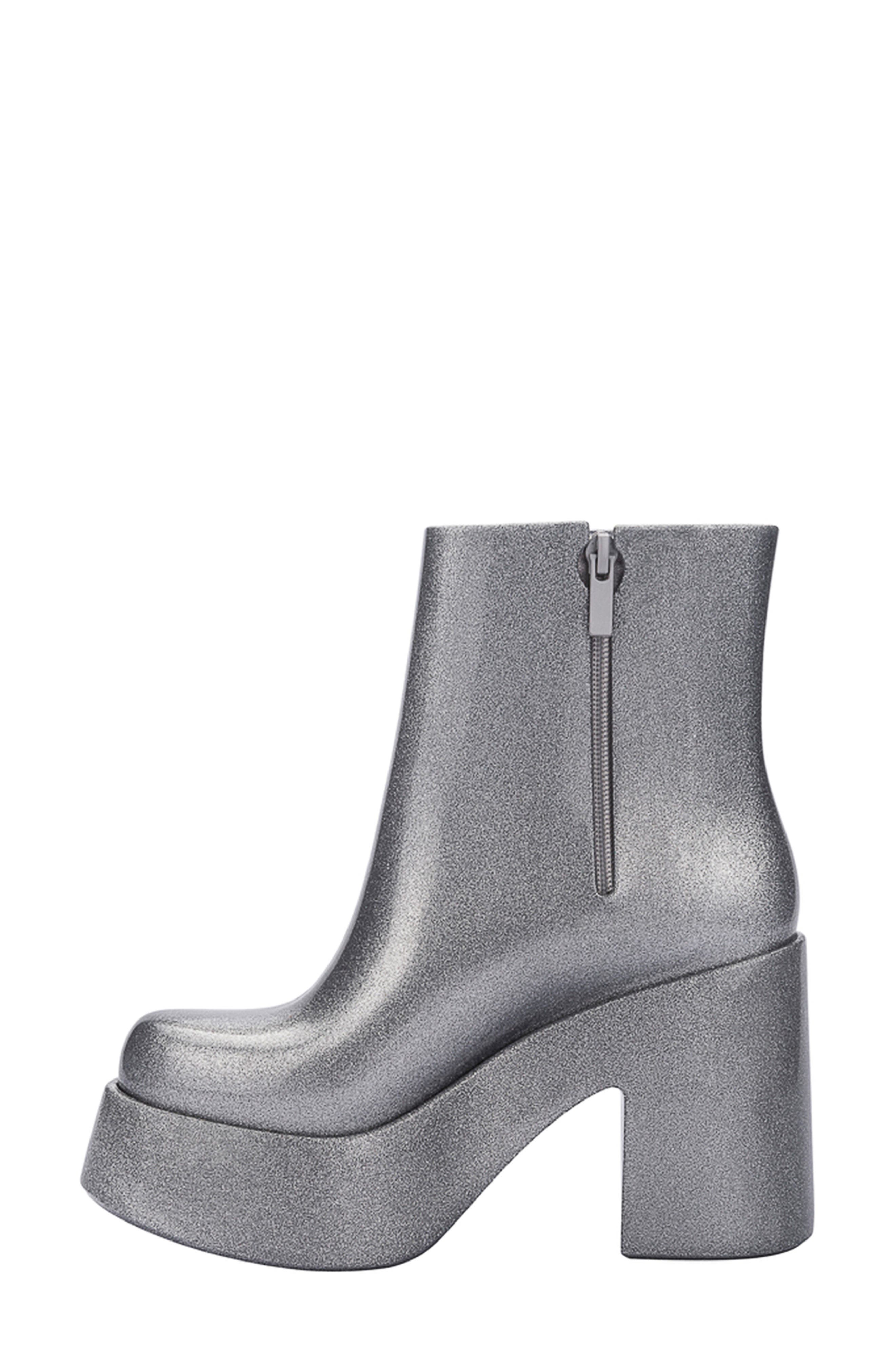 Melissa Nubia II Platform Bootie, Alternate, color, Glitter Clear Silver
