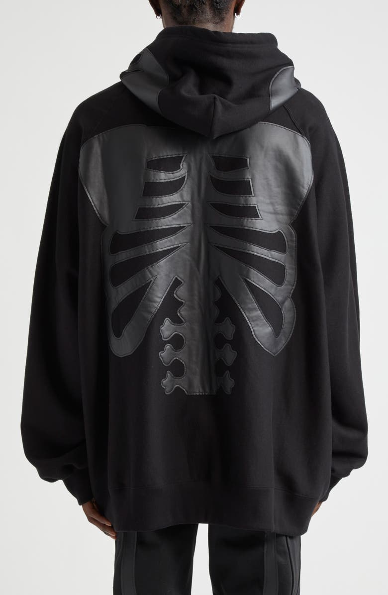 TAKAHIROMIYASHITA TheSoloist. Back Gusset Bone Appliqué Zip Hoodie, Alternate, color, 